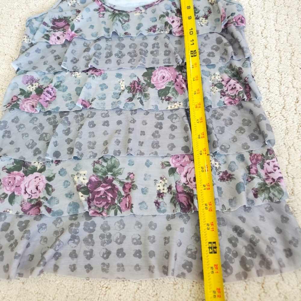 Grey Floral Ruffle Layered Tank Top - Picture 6 of 9